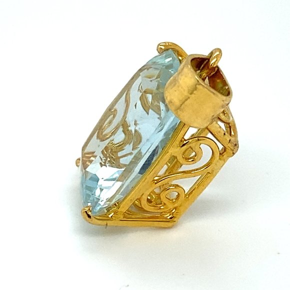 Certified Aquamarine 10.83ct Solid 18K Pendant - Picture 5 of 7